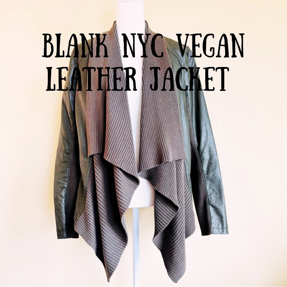 Blank NYC Forest Green Vegan Leather Sweater Waterfall Jacket